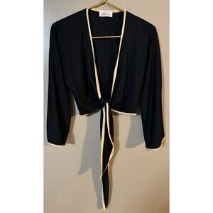 The Kollection Ltd Vintage Crop Tie Front Black Cardigan Whimsy Girl Like Medium